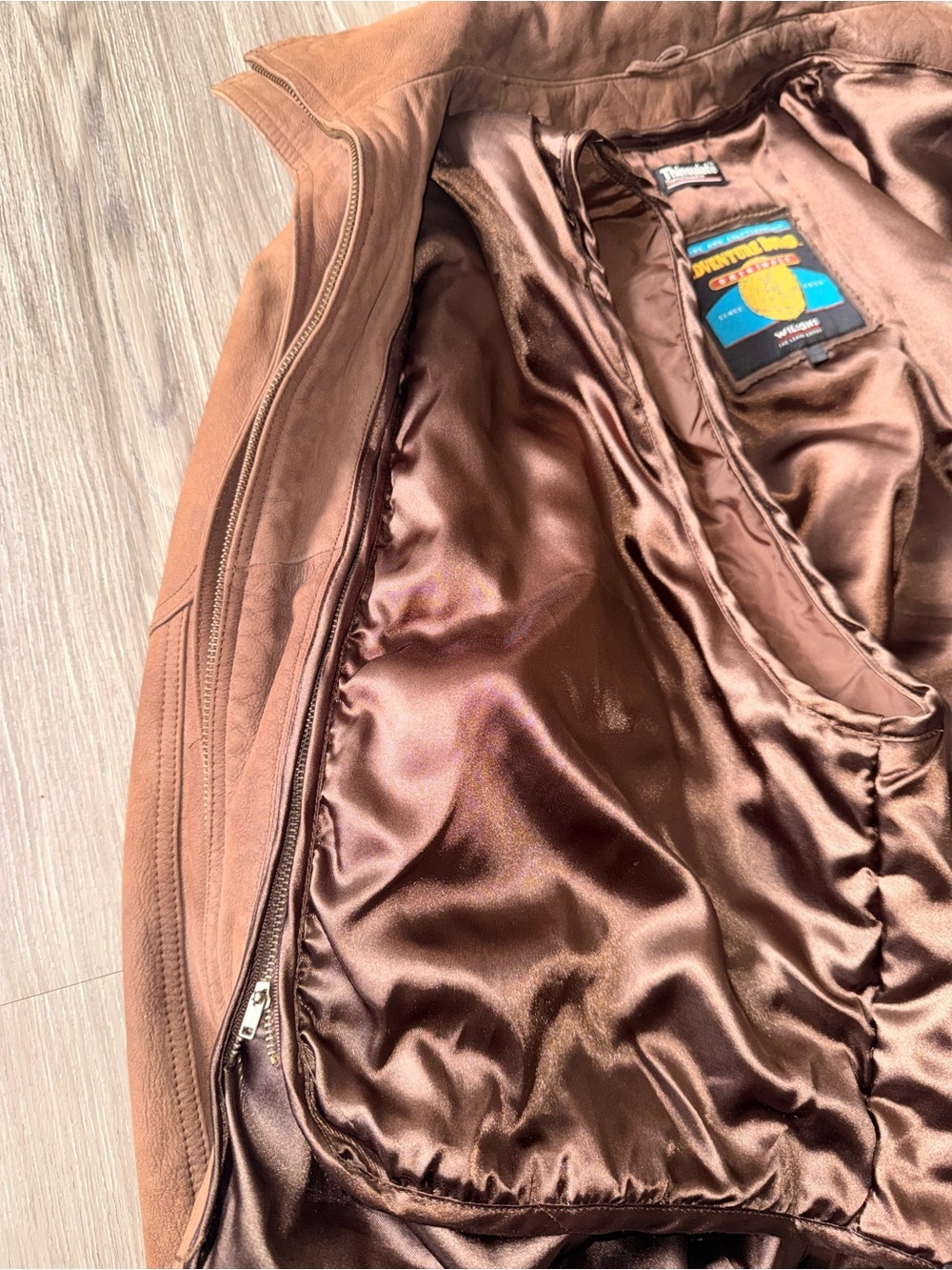 Wilson Men's Brown Leather Bomber Jacket with Snap Closure - Picture 5 of 11
